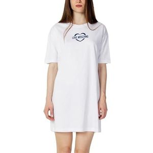 Love Moschino Vrouwen Short-Sleeved ape Comfort Fit Dress, Optical White, 46, wit (optical white), 46