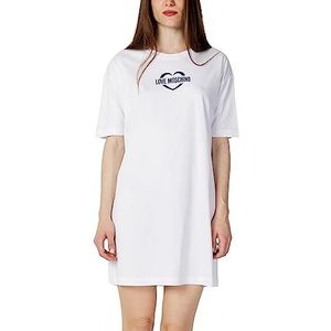 Love Moschino Vrouwen Short-Sleeved ape Comfort Fit Dress, Optical White, 46, wit (optical white), 46