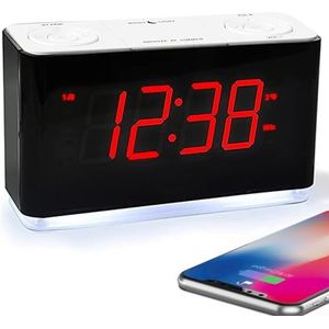 Wekkerradio met Bluetooth, Dubbel Alarm, Dimbaar LED-display, Volume met 16 Niveaus, FM-radio met Slaaptimer, Nachtlampje, Snooze, 12/24 uur iTOMA CKS507U