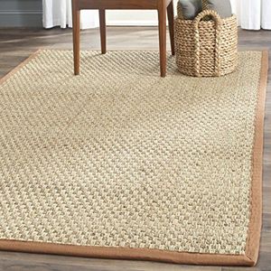 SAFAVIEH Natuurvezeltapijt voor woonkamer, eetkamer, slaapkamer - natuurlijke vezelcollectie, korte pool, natuurlijk en bruin, 152 x 244 cm