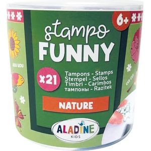 Aladine - Kinderstempels Nature met zwart stempelkussen - Stampo + zwart stempelkussen - Stampo Funny - 2 tot 5 cm - 85182