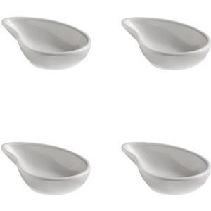 Leone Set van 4 druppelkommen | ovale schaal van melamine | Ideaal voor fingerfood, aperitieven en sauzen (wit)