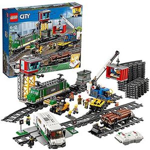LEGO 60198 City Trains Vrachttrein met MotorBouwset met Poppetjes3 WagonnenRails voor Kinderen van 6 Jaar en Ouder