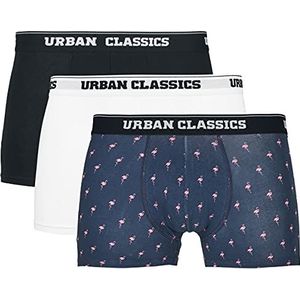 Urban Classics Heren boxershorts Snowman Christmas Boxer, 3-pack kerstonderbroeken voor mannen, maten S - 5XL, Flamingo Aop+wht+black, S