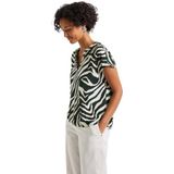 Blouse - Pine Grove Green - Zebramotief - Korte Mouwen - Ronde Hals