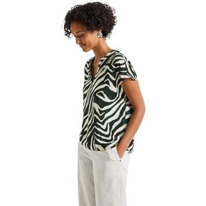 Blouse - Pine Grove Green - Zebramotief - Korte Mouwen - Ronde Hals