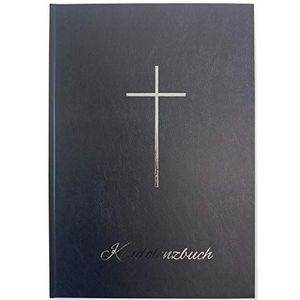 Condoleurboek hardcover in lederlook met kruis en tekst met zilveren test, stevige omslag, matte afwerking, formaat: DIN A4