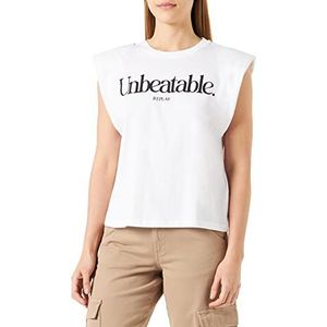 Replay Dames W3568F T-shirt, 001 wit, L, 001, wit, L