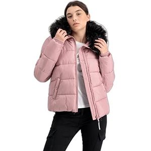 Alpha Industries Hooded Puffer Wmn Casual Shorts, Silver Pink, L voor dames, Zilver Roze, L