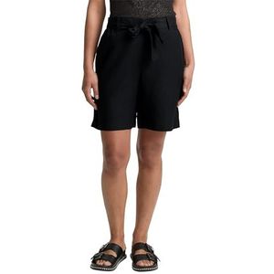 TOM TAILOR Dames losse rechte bermuda shorts met linnen aandeel, 14482 - Deep Black, 38