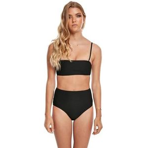 Urban Classics Bikini voor dames, hoge taille, bandeau, tweedelig badpak met afneembare bandjes, verkrijgbaar in 2 kleuren, maten XS - XL, zwart, M