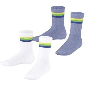 ESPRIT Uniseks-kind Sokken Tennis Stripe Multipack K So katoen gedessineerd 2 paar, Veelkleurig Light Blue White 0030, 23-26