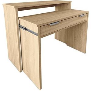 Mattfy Volledig uittrekbaar bureau, computertafel, Cambria-kleur, praktisch en functioneel, hout, 90 x 33/64 x 73/86,5 cm