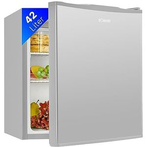 Bomann® KB 7346 inox Mini-koelkast 42 liter, kleine drankkoelkast klein voor kantoor, camping en gaming, kleine koelkast, stil, 39 dB, minibar met verwisselbare deuraanslag, 51 x 45 x 45 cm