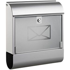 Alco 8608 brievenbus met krantenbox, ca. 36 x 40 x 11 cm, zilver