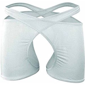 Oludkeph Heren slipje lingerie ondergoed hoge taille stretch crossjurk G-string tanga slips, wit, One size