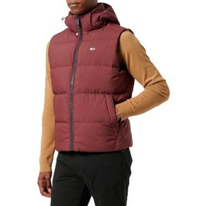 TOMMY JEANS - TJM ESSENTIAL DOWN VEST - Bodywarmer - Deep Rouge - Afneembare Capuchon met Trekkoord