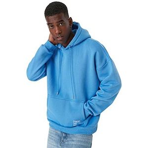 TRENDYOL MAN Katoenmix Sweatshirt - Blauw - Oversize XS Blauw, Blauw, XS