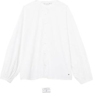 Tommy Hilfiger Dames CRV CTN V-hals Ballon LS Blouse WW0WW44272 L/S Blouses, Th Optic White, 46, Wit (Th Optisch Wit), 72 NL