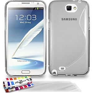 MUZZANO Original""Le S"" Premium Flexibele Shell Case met 3 Ultra Clear Screen Protector voor Samsung Galaxy Note 2 - Grijs