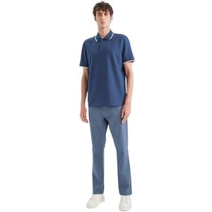 DeFacto Basic poloshirt voor heren, klassiek T-shirt voor mannen, blauw, S