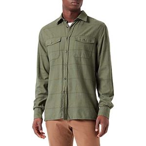 7 For All Mankind Overhemd voor heren, katoen, wol, flanel, geruit shirt, groen, S