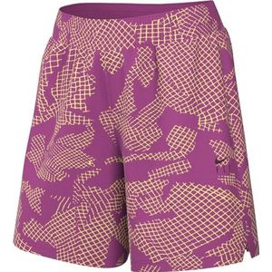 Nike Dames Shorts W Swoosh Fly Short, Alchemy Pink/Soft Yellow/Dark Team Red, FN0132-605, L