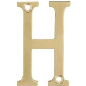 Amig Letter H van gepolijst messing voor schroeven binnen en buiten, 50 mm, ideaal voor portalen, muren of gevels van huizen, gouden afwerking