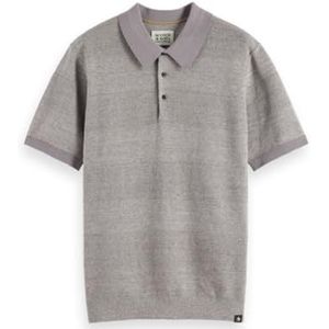 Scotch & Soda - Gestreepte Polo - Grijs Melange - Korte Mouw - Regular Fit