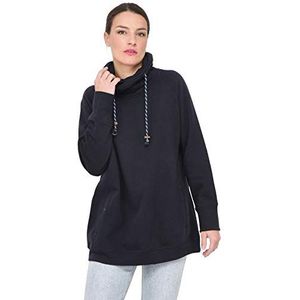 Ulla Popken Sweatshirt voor dames, wijde opstaande kraag, koord, raglanmouwen, blauw (71), 46/48