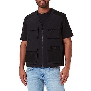 HUGO Bael2321 Waterafstotend vest voor heren, van gerecycled materiaal, met utility-zakken, zwart 1, S