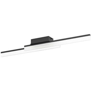 EGLO LED plafondlamp Palmital, minimalistische badkamerlamp, plafond lamp van zwart metaal en wit kunststof, plafondverlichting voor badkamer, warm wit, IP44, L 88 cm