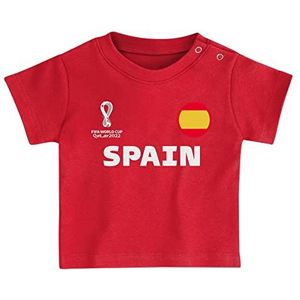FIFA Unisex Kids Officiële Fifa World Cup 2022 Tee & Short Set - Spanje - Home Country Tee & Shorts Set (pak van 1), Rood/Wit, 3-6 Maanden