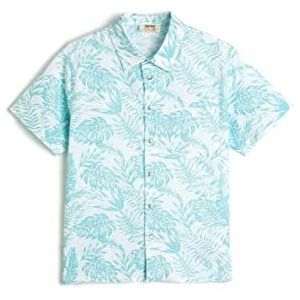 Koton Boys's Shirt met korte mouwen en bloemenprint, katoen, zakdetail, Wit design (07a), 5-6 Jaar