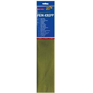 folia 822142-10 crêpepapier, 10 olijfgroen, elke laag ca. 50 x 250 cm, 32 g/m², zeer elastisch en dun papier, met een oneffen en ruw oppervlak