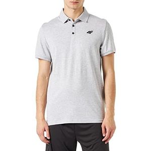 4F Poloshirt M038 Color Cold Light Grey Melange maat S voor heren, Cold Light Grey Melange, S