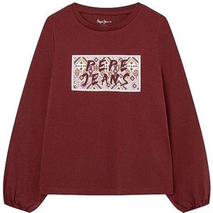 Pepe Jeans Saula T-shirt voor meisjes, rood (Bourgondië), 12 Jaar