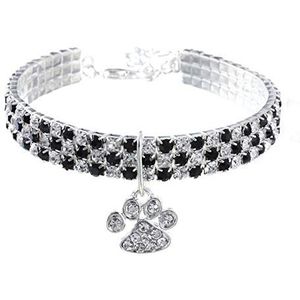 RayMinsino Huisdierhalsband met diamanten, verstelbare kristallen diamant, elastische hartvormige klauw hanger, bruiloft kat en hond, kleine huisdier ketting sieraden