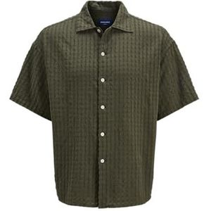 JACK & JONES Jorbellagio Seersucker Shirt Ss, groen (olive night), XS