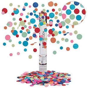 Relaxdays confetti kanon, 6-8 m effecthoogte, carnaval, verjaardag & bruiloft, papier, party popper 40 cm, gekleurd
