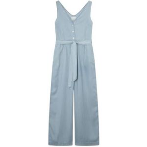 Springfield tencel jumpsuit, Medium Blauw, 32