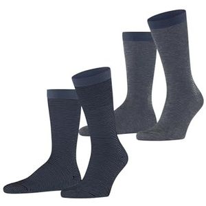 ESPRIT Heren Sokken Allover Stripe Multipack M So katoen gedessineerd 2 paar, Blauw Marine Jeans 0100, 43-46