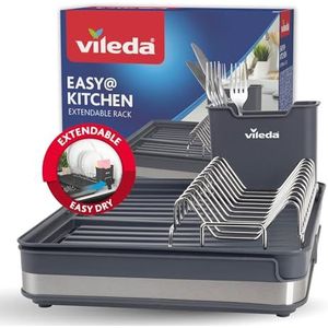 Vileda - Afdruiprek - Uittrekbaar - Ruimtebesparend Design - Roestvrij Staal