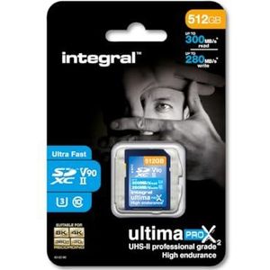 Integral 512 GB UHS-II SD-kaart V90 Tot 300 MBs Lezen en 280 MBs Schrijfsnelheid 1866X SDHC Professionele Hoge Snelheid Geheugenkaart