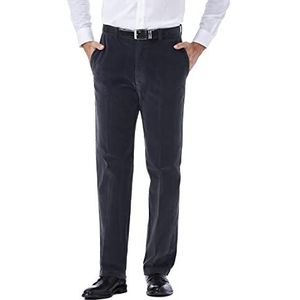 Haggar Men's 21 Wale Stretch Corduroy Expandable Waist Classic Fit Plain Front Pant, Dusk, 44x30