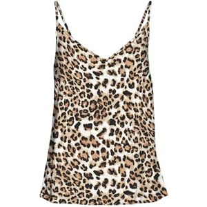 VERO MODA Vmeasy Joy Singlet WVN Ga Top met V-hals voor dames, Tan/Aop: leo, L