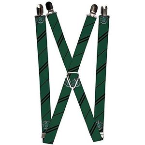 Buckle-Down Suspenders voor volwassenen, uniseks, Slytherin Crest/stripe Green/black kousenhouder, Meerkleurig, One Size