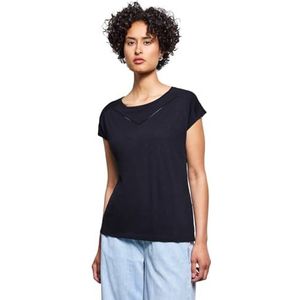 Street One - Damesshirt - Zwart - Katoen-Modalmix