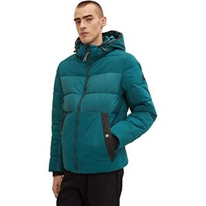 TOM TAILOR Uomini Puffer jas met capuchon 1032481, 10834 - Deep Green Lake, M