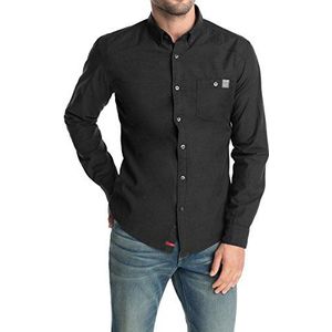 edc by ESPRIT Chambray vrijetijdshemd voor heren, slim fit, zwart (black 001), XS